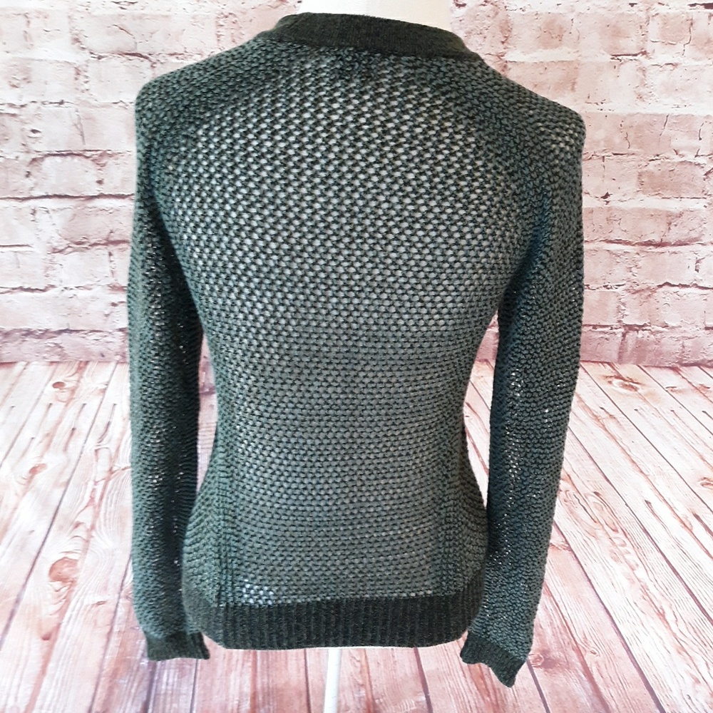 Theyskens' Theory Green Crochet Open-Knit Sweater - Picture 4 of 7